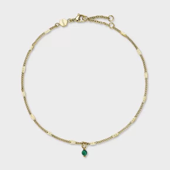 CLUSE Essentielle Anklet Malachite Bead, Gold Colour