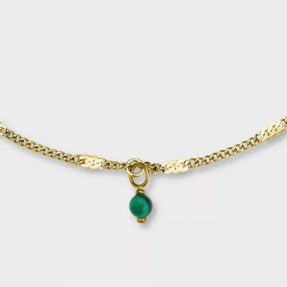 CLUSE Essentielle Anklet Malachite Bead, Gold Colour