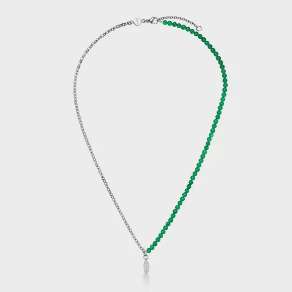 CLUSE Essentielle Green Beads Watermelon Charm Necklace, Silver Colour