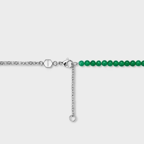 CLUSE Essentielle Green Beads Watermelon Charm Necklace, Silver Colour