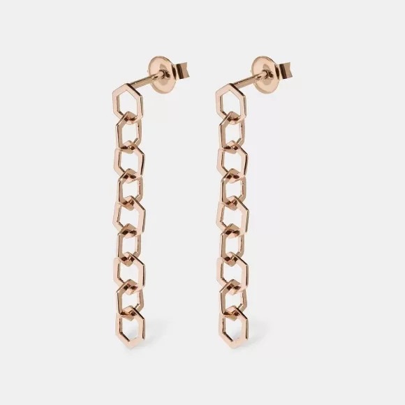 CLUSE Essentielle Stud Earrings Open Hexagons Rose Gold Colour