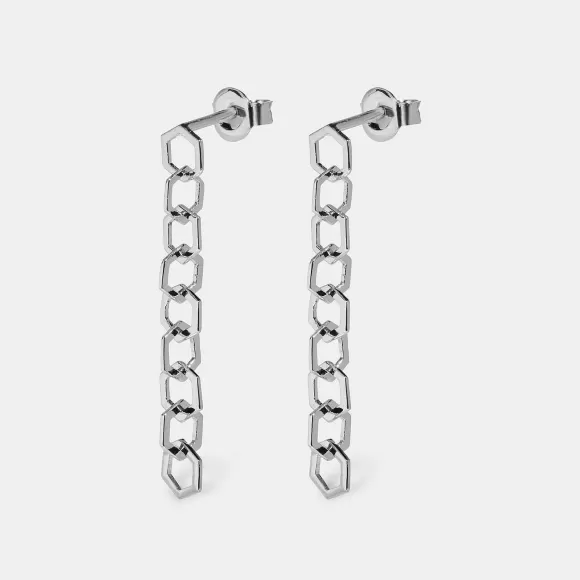 CLUSE Essentielle Stud Earrings Open Hexagons Silver