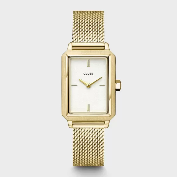 CLUSE Fluette Watch Mesh White, Gold Colour