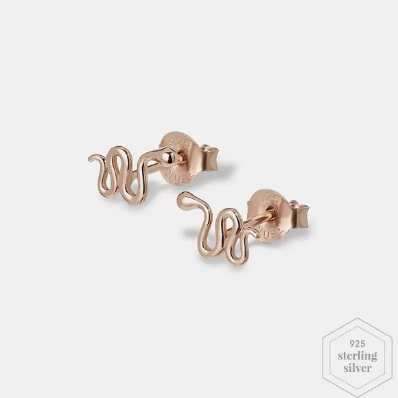 CLUSE Force Tropicale Stud Earrings Snake Rose Gold Colour