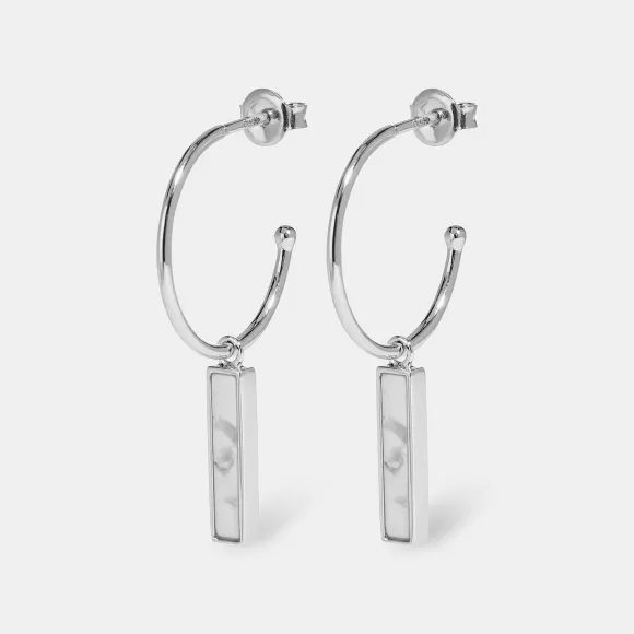 CLUSE Idylle Silver Marble Bar Hoop Earrings