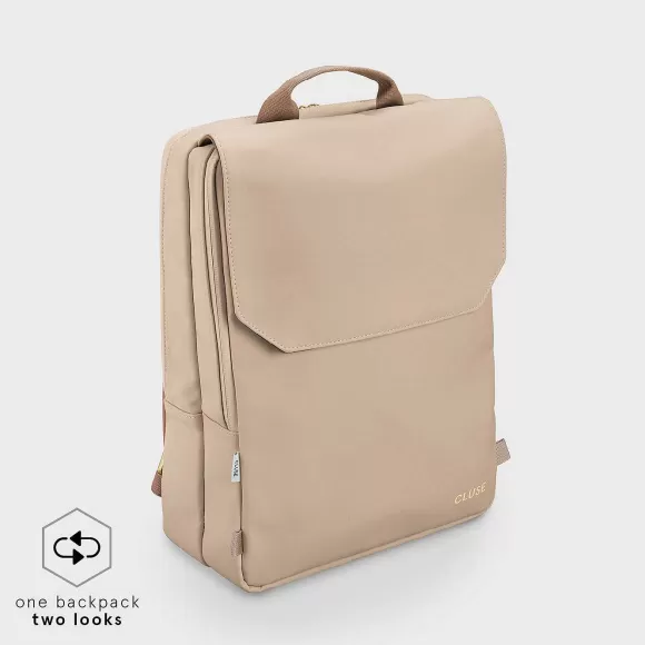 CLUSE Le R Versible Backpack, Beige Dark Brown, Gold Colour