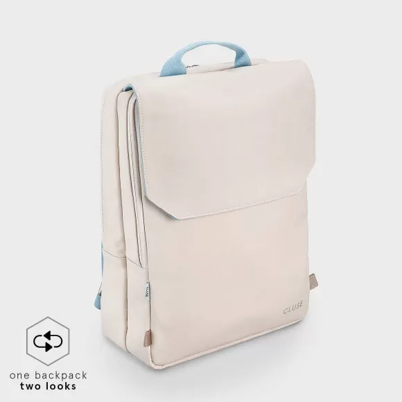 CLUSE Le R Versible Backpack, Beige Light Blue, Silver Colour