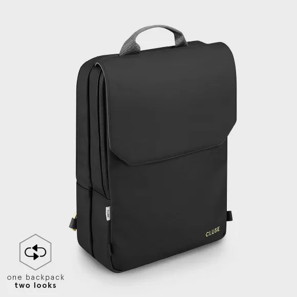 CLUSE Le R Versible Backpack, Black Grey, Gold Colour