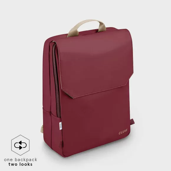 CLUSE Le R Versible Backpack, Bordeaux Beige, Gold Colour