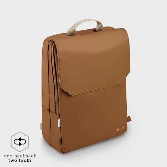 CLUSE Le R Versible Backpack, Camel Beige, Gold Colour