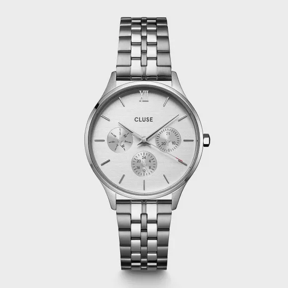 CLUSE Minuit Multifunction Watch Steel, Full Silver Colour